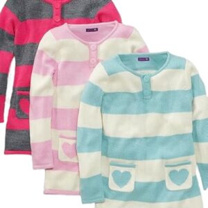 Greendog Kids Dress, Little Girls Heart Sweater Dress Aqua Haze 3T