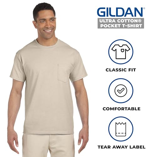 Gildan Mens T-Shirt, Adult Ultra Cotton 6 Oz. Tee with Pocket, Multipack 1I3I6I10 Set of 6, 2XL Multicolor - Image 2