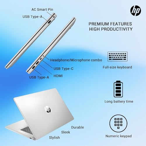 HP 17 Inch Laptop 2025, 17.3" FHD IPS Display, 64 GB RAM, 2 TB SSD, AMD Ryzen 5 7430U, AMD Radeon Graphics, Copilot-AI, Wi-Fi 6, Long Battery Life, Anti-Glare, Windows 11 Pro, w/Accessories - Image 8
