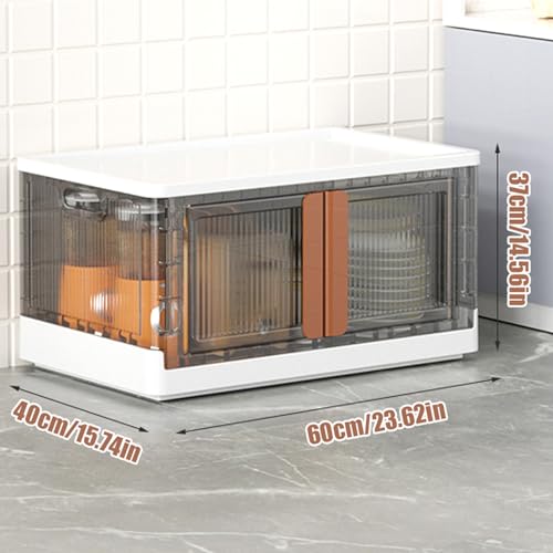 XFNVXC Foldable Storage Box Set with Lids, Portable Stackable Cube Storage Bins, Plastic Container with Access Panel and Rolling Wheels, Ideal for Gap Storage, Cabinet, Closet Organization - Image 7