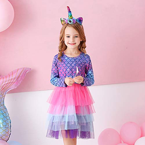 VIKITA Girls\' Winter Long Sleeve Toddler Party Tulle Dresses, LH4594 4T - Image 5