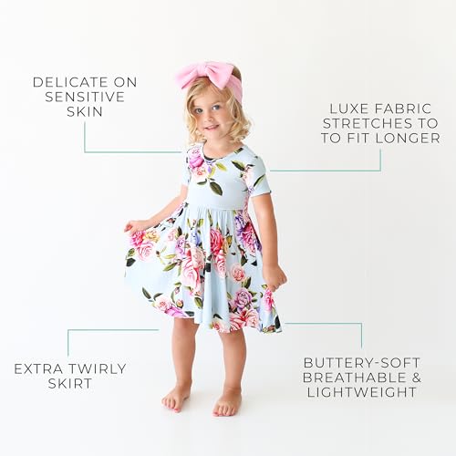 Posh Peanut Girls Dresses – Soft Toddler Twirl Dress Made with Viscose from Bamboo – Fall, Spring, Summer Dresses for Girls (3-4 Years) Country Rose - Image 4