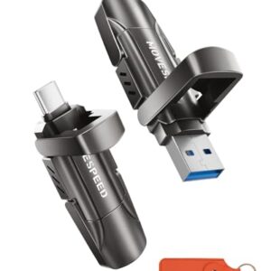 MOVE SPEED 4TB Thumb Drive, External SSD with 1000MB/s Read Write Speed, USB 3.2 Gen2+Type C Dual Port Portable SSD, Memory Stick for iPhone 15, 16, 17 Series/MacBook/Android Phone/Audio etc