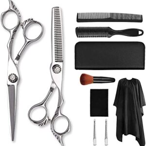 Hair Cutting Kit 6.0inch Silver Barber,Flat,Thinning,Hairdressing Set
