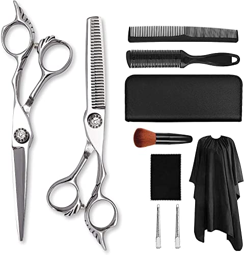 Hair Cutting Kit 6.0inch Silver Barber,Flat,Thinning,Hairdressing Set