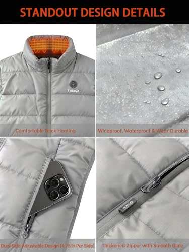 THBYQK 21 Zone Heated Vest for Men & Women with 2 Pcs 20000mAH 7.4V Battery Pack 5 in 1 Smart Controller (US, Alpha, X-Large, Regular, Regular, Grey) - Image 3