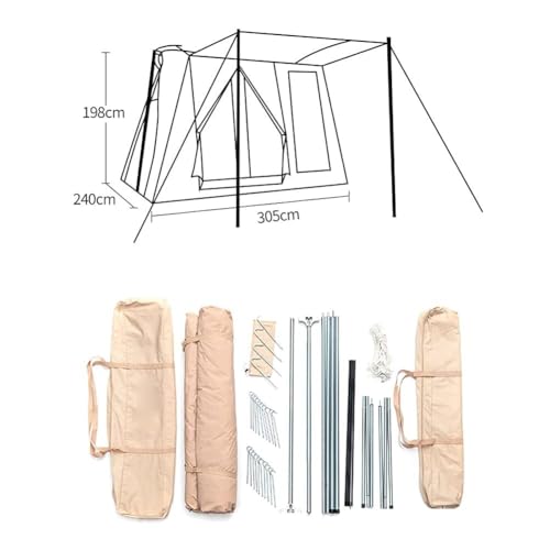 Cotton Canvas Cabin Tent Family Camping, Hiking, Picnic, and Party, Breathable, Multifunctional Design with Carrying Bag - Image 8