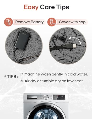 Ourea Battery Operated Heated Blanket for Outdoor Use-Rechargeable 12v Cordless Heated Blanket with 3 Heating Levels, Includes 20000mAh Power Bank, Portable for Camping, Car, Stadium, Indigo - Image 9