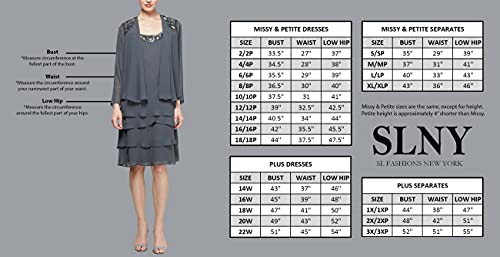 S.L. Fashions Women's Plus Size Capelet Tier Dress with Beaded Detail, Iris, 16W - Image 3