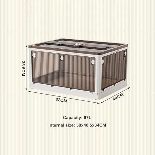Clear Plastic Storage Box with Lid & Wheels - Stackable Bins for Home Organization - Ideal for Bedroom, Living Room & Office - Apricot Color (62x44x35.5CM) - Image 6