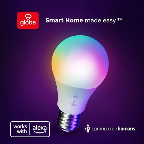GLOBE Electric 50589 Color-Changing A19 LED Smart Light Bulb, 2.4 GHz Wi-Fi, 60W Equivalent 800LM, Works with Alexa Only, 1-Pack - Image 7