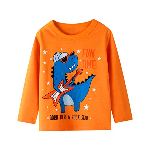 HILEELANG Kids Boy Long Sleeve Top Tee Shirt Basic Cotton Casual Dinosaur T-Shirt Winter Undershirt 5T - Image 3