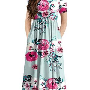 storeofbaby Girls Formal Maxi Dress Kids Floral T-Shirt Dresses with Pocket