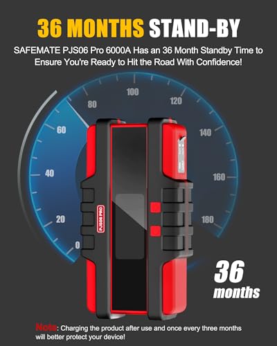 PJS06 Pro 6000A Car Jump Starter (All Gas & 12L Diesel), 74Wh Portable Power Bank with 40W Fast Charge, Smart LCD Voltage Display, Large Screen Warning Light, 10-Safety Protections - Image 7