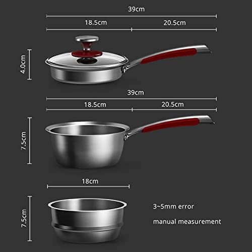 Kitchen Pan Set 16cm Breakfast Pots for Kitchen Frying Pan Milk Pot Stainless Steel Cooking Pots Nonstick Cookware Sets - Image 2