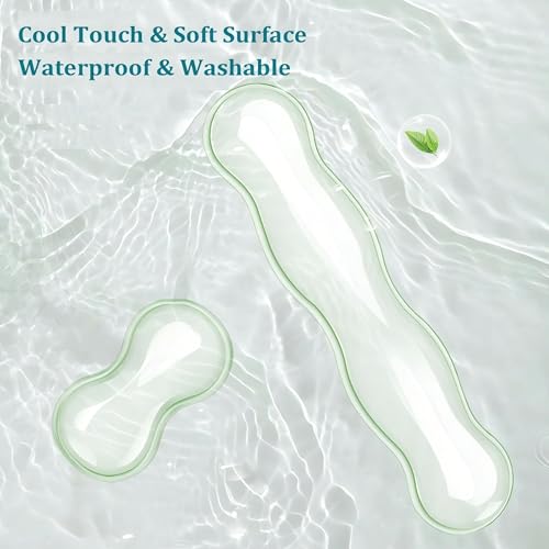Gel Keyboard Wrist Rest Set, Clear Wrist Rest for Keyboard and Mouse, Ergonomic Keyboard Mouse Wrist Rest for Typing Pain Relief, Suitable for Office, Gaming, Computer, Laptop - Transparent Green - Image 5