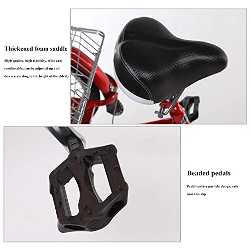 Adult Mountain Tricycle Three Wheel Bike 16 Inch Trikes for Seniors with Shopping Basket Exercise Men's Women's Tricycle Picnic Cycling Pedalling - Image 5