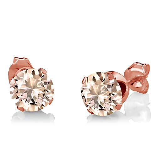 Gem Stone King Peach Morganite Diamond 1.85 Ct in 18K Rose Gold Plated Silver Pendant and Earrings Jewelry Set - Image 2