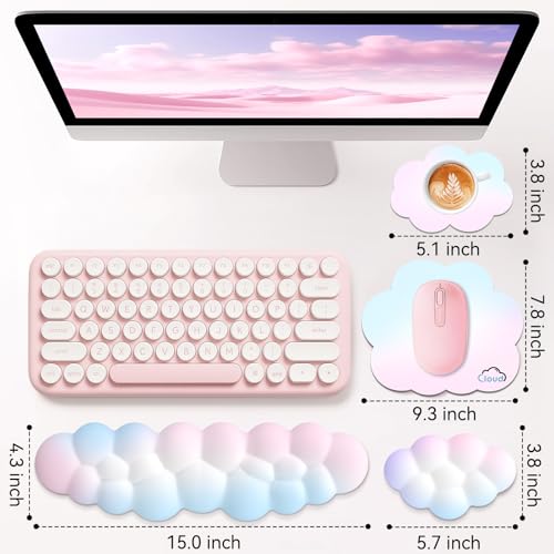 Sushret Cloud Wrist Rest for Computer Keyboard, 4-in-1 Memory Foam Leather Cloud Keyboard Wrist Rest and Mouse Pad Set with Ergonomic Support for Arm and Palm Cushion, Gaming/Work Setup, Rainbow - Image 7