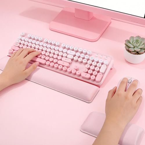 ShunChengFa Computer Keyboard Wrist Rest Bracket, Memory Foam Keyboard Wrist Rest Set, Non-Slip Silicone Base, pergonomic and Convenient Typing, ain Relief,Suitable for Office, Work, Gaming (Pink) - Image 9