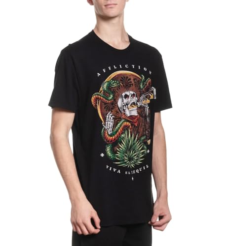 Affliction Men's Core Graphic T-Shirt, Short Sleeve Crew Neck Y2K (US, Alpha, X-Large, Regular, Regular, Black (Viva El Tequila)) - Image 4