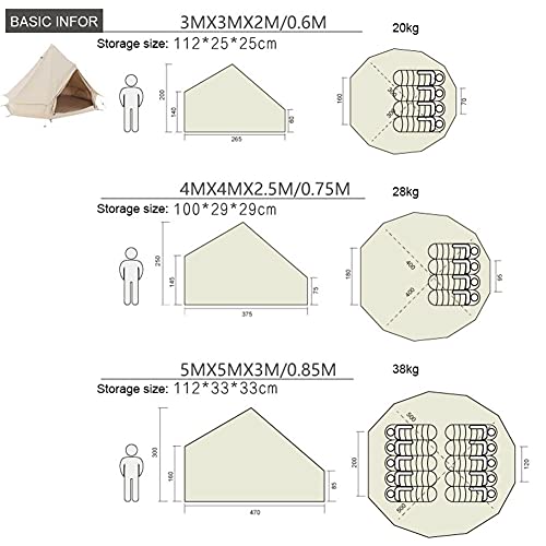 VICIYOO Large Camping Tent Bell Tent with Stove Hole Cotton Canvas Tents Yurt Tent 4 Season Indian Tent for Family Camping Outdoor Hunting - Image 6