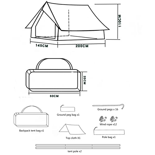Outdoor Camping Retro Tent 2 People Self-Driving Tour Camping Rain-Proof Hut Type A-Shaped Tent Oxford Cloth Easy to Build and Store - Image 4