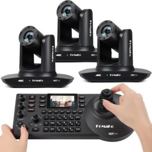 FoMaKo 4K 20X PTZ Camera HDMI with NDI and AI Auto-Tracking PTZ Camera,for Church Worship Education Conference Events,NDI 6 & NDI HX3 Certified(K20UHx3+KC608 Pro) BK20UH3