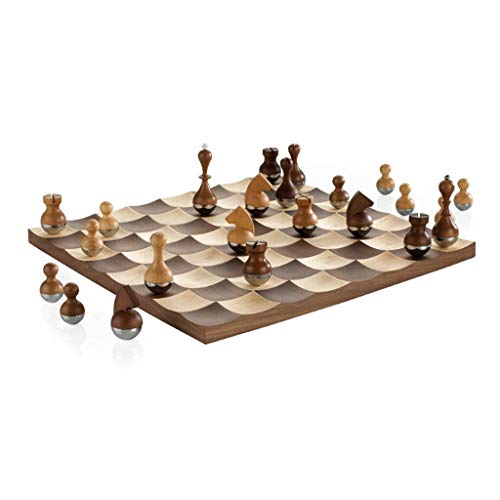 IGZVMBO Creative Wooden Chess Set Tumbler Chess Piece Three-Dimensional Corrugated Chessboard Family Interactive Toy Decoration Chess Gifts - Image 3
