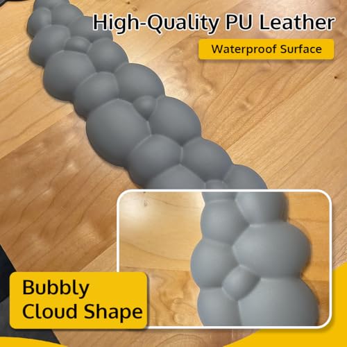 Cloud Keyboard Wrist Rest - Ergonomic Wrist Pad for Keyboard, Cute Arm Rest, Non-Slip Base, Comfortable PU Leather Cloud Palm Support for PC, Mac, Laptop, Office, Work, and Gaming, Gray - Image 4