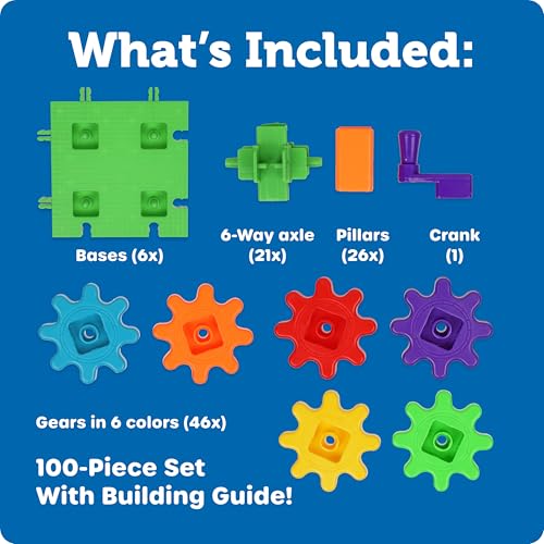 Learning Resources Gears! Gears! Gears! 100-Piece Deluxe Building Set -STEM Activities, Fine Motor Skills, Toddler Explorer Kit, Science and Construction, Boys and Girls Gifts - Image 9