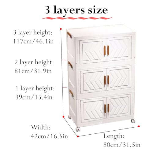 Multi-Layer Storage Bins with Lids Plastic Storage Bins Folding Stackable Clothes & Book Storage with Wheels for Dorm Room - Image 2