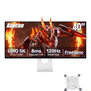 Kuycon P40K 40 inch FHD (5120 x 2160) 5K 120HZ Gaming Monitor,IPS Black Panel,1.07 Billion Colors,99% sRGB,8ms, HDR10,G-Sync FreeSync,2000:1 Contrast,HDMI,DP,VESA (Minimalist – with Stand)