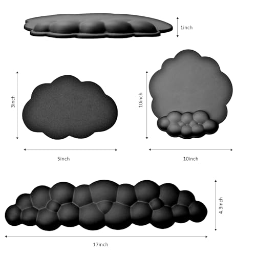 Cloud Keyboard and Mouse Wrist Rest Pad for Computer Arm Pain Relief- Ergonomic Wrist Support Mousepad with Non-Slip PU Base for Office, Gaming, and Home Use Anti-Fatigue(Black) - Image 2