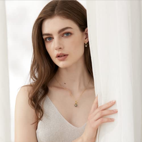 CHAULRI Tahitian Black Pearl Necklaces for Women - Infinity Pendant, Anniversary Birthday Valentines Day Gifts for Wife, Girlfriend, Mom 18K Yellow Gold Plated 925 Sterling Silver Real Pearl Jewelry - Image 5