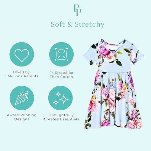 Posh Peanut Girls Dresses – Soft Toddler Twirl Dress Made with Viscose from Bamboo – Fall, Spring, Summer Dresses for Girls (3-4 Years) Country Rose - Image 3