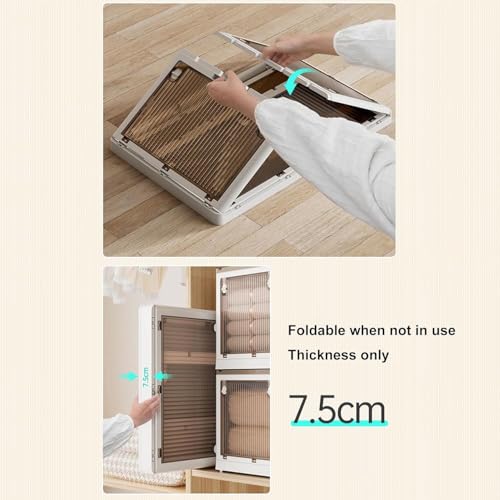 Clear Plastic Storage Box with Lid & Wheels - Stackable Bins for Home Organization - Ideal for Bedroom, Living Room & Office - Apricot Color (62x44x35.5CM) - Image 4
