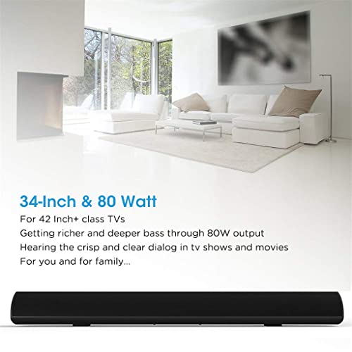 CZCZC 80W TV SoundBar Speaker Home Theater System 3D Surround Sound Bar Subwoofer Audio Remote Control Wall Mountable - Image 5