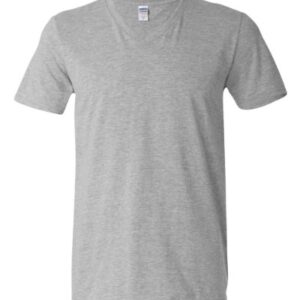 4.5 oz. V-Neck T-Shirt (G64V) Grey, L (Pack of 12)