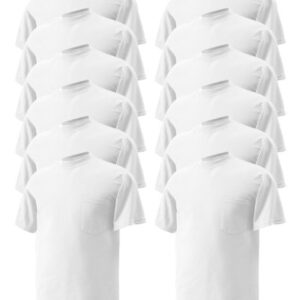 Gildan DryBlend 50 Cotton/50 DryBlend Poly Pocket T-Shirt, White, M (Pack of 12)