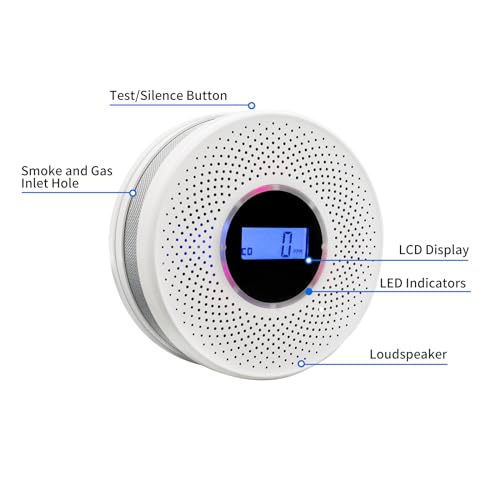 Smoke Detector Carbon Monoxide Detector Combo with Digital Display and Sound Light Alarm, 2-in-1 Smoke & CO Alarm with Battery Operated for Home, Travel or RV - Image 4