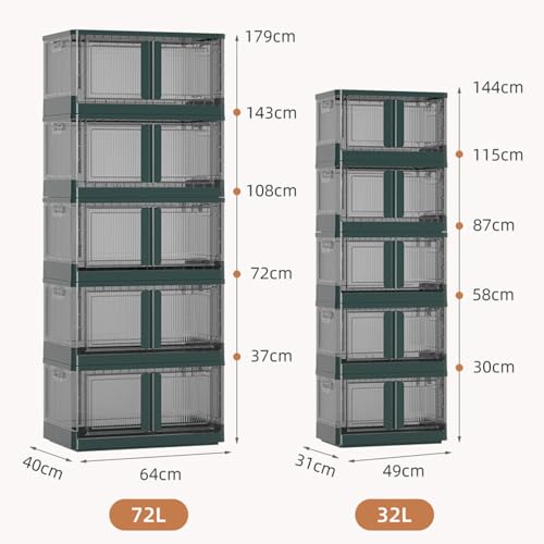 XFNVXC Foldable Storage Box Set with Lids, Portable Stackable Cube Storage Bins, Plastic Container with Access Panel and Rolling Wheels, Ideal for Gap Storage, Cabinet, Closet Organization - Image 2