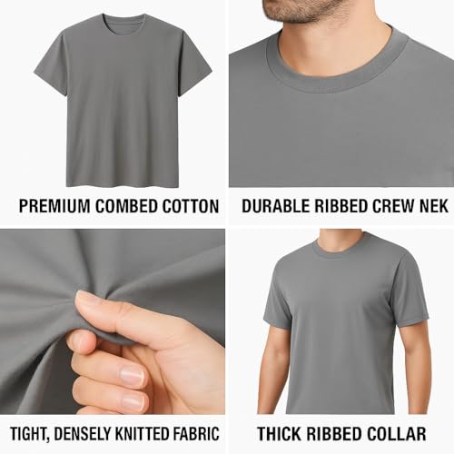 12-Pack Bulk Men’s T-Shirts – Soft Pre-Shrunk Premium Cotton, Short Sleeves, Reinforced Collar, Crew Neck, Casual Fit - Image 3