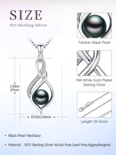 KANNSOAR Tahitian Black Pearl AAAA 18K Gold Plated Sterling Silver Pendant Necklace for Women Wife Mom Girlfriend Valentine Her Jewelry Gift for Anniversary Birthday Christmas (Trendy B, White-Gold) - Image 6