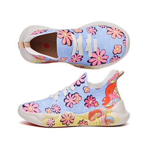 UIN Kid's Fashion Sneakers Lightweight Casual Comfortable Boys Girls Funny Painted Travel Shoes Mijas Floral Picnic (9C) - Image 3