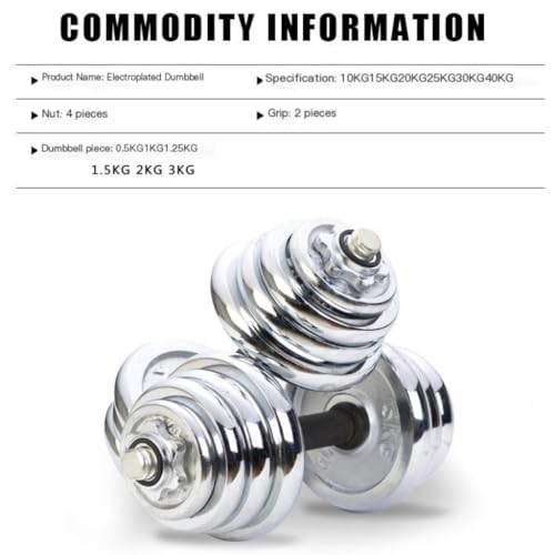 Dumbells Electroplated Pure Iron Dumbbell Fitness Home Adjustable And Removable Weightlifting Barbell Set Combination Dumbell Set (Silver 30KG) - Image 6