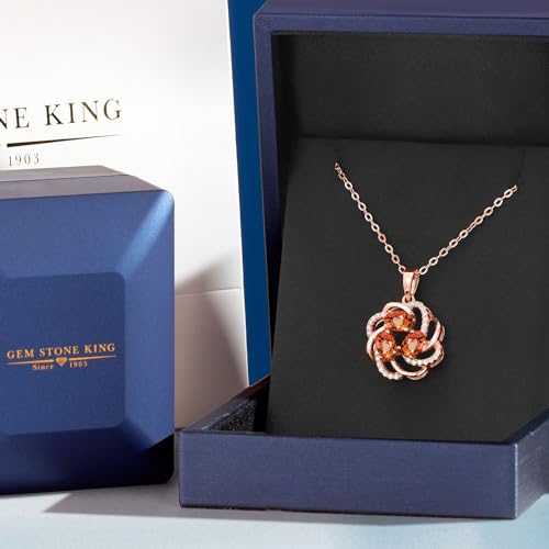 Gem Stone King 18K Rose Gold Plated Silver Gemstone Birthstones 3 Stone Spiral Pendant Necklace for Women | Oval 6X4MM | Includes 18 Inch Chain | Fine Jewelry for Her Mom Wife - Image 5