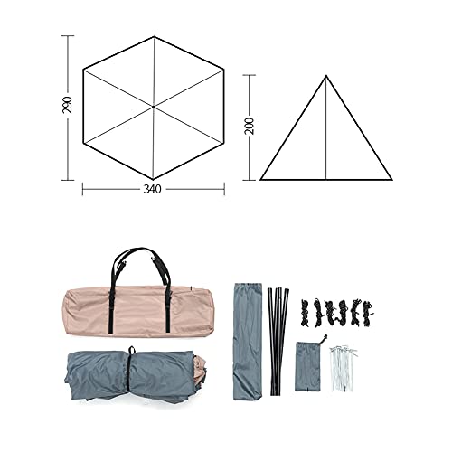 QZQHNYJ Outdoor Indian Tent Ultralight Teepee Tent Family Pyramid Tent for Backpacking, Camping, Hiking, Bushcraft, Travel, Winter Camping (Khaki 460X460X300C - Image 6