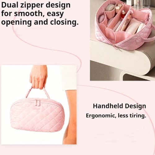 Lkdgii 2026 New Travel Makeup Bag For Woman,Wide Open Lay-Flat Water-Resistant Cosmetic Case,Organizer For Toiletries & Brushes Large Capacity With Compartments (Pink) - Image 5