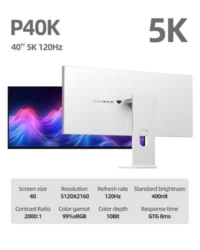 Kuycon P40K 40 inch FHD (5120 x 2160) 5K 120HZ Gaming Monitor,IPS Black Panel,1.07 Billion Colors,99% sRGB,8ms, HDR10,G-Sync FreeSync,2000:1 Contrast,HDMI,DP,VESA (Minimalist - with Stand) - Image 8
